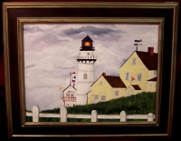 P_2826 - Painting - Lighthouse With Buildings