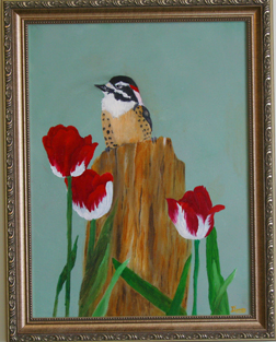 P_2976 - Painting - Bird On Stump