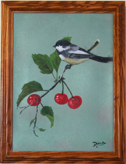P_2989 - Painting - Bird On A Cherry Branch