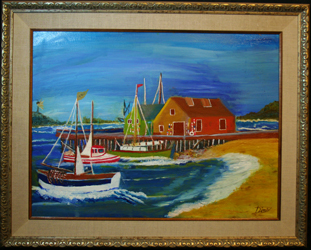 P_4136 - Painting - Boats At Pier